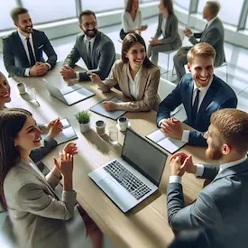 Une équipe professionnels rencontre leurs clients dans leur bureau pour connaitre leur avis.