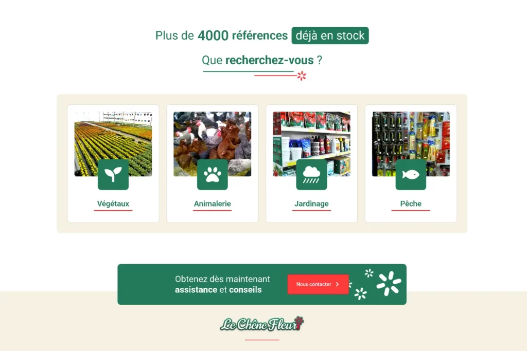 aperçu de la page d'accueil du site le chene fleuri